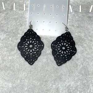 Black Leather Cutout Dangle earrings